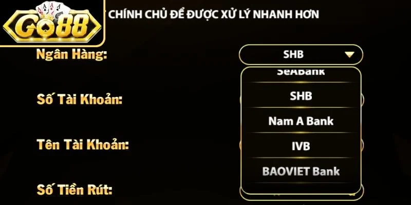 Điền sai thông tin account 